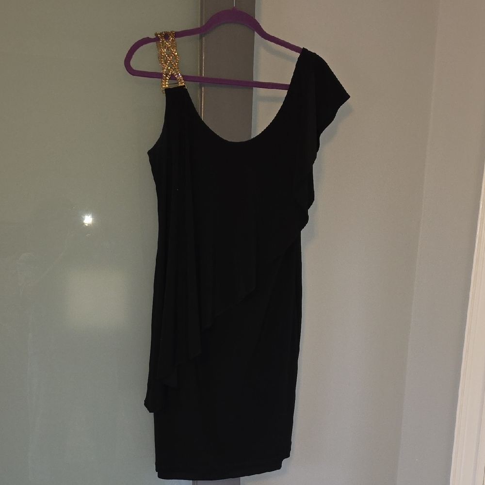 Frank Lyman Fully Lined Bodycon Jersey Dress With Beading And Fabric Overlay